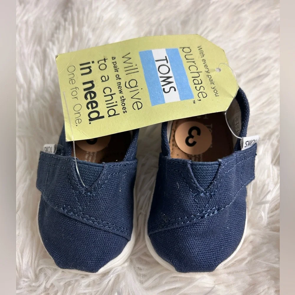 TOMS Kids Baby Boys Navy Blue Canvas Tiny Classic